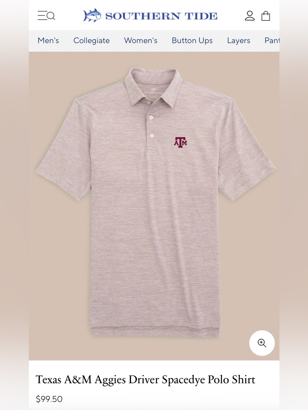 Southern Tide Texas A&M Aggies Driver Spacedye Polo Shirt in Chianti Large NWOT